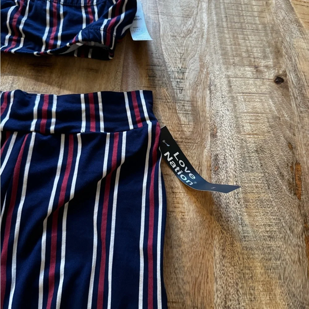 Love Nation Striped Set in Navy and Red- tube top bandeau, leggings & duster NWT - Picture 6 of 6